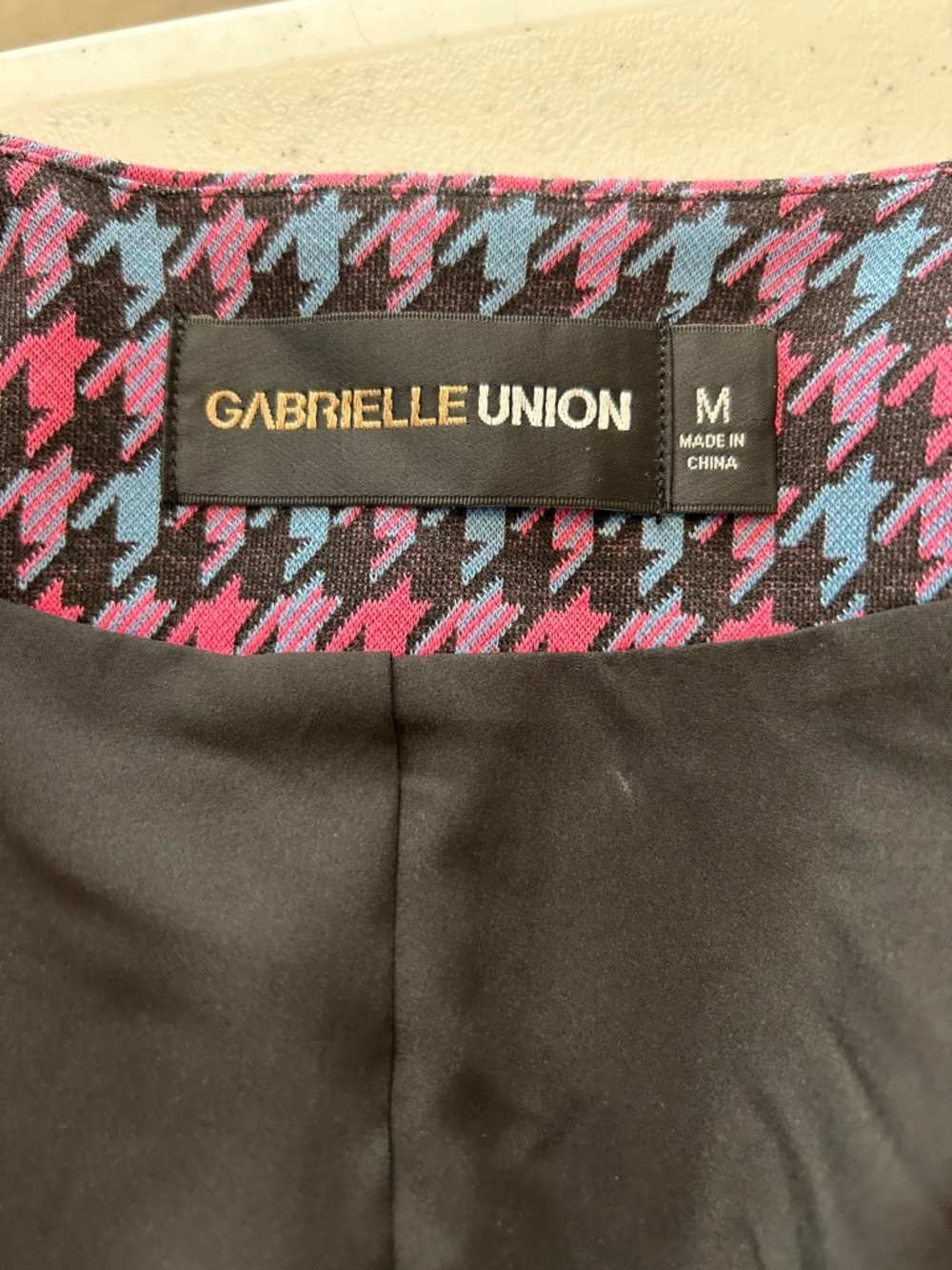 Women's Pink & Blue Houndstooth Button-Front Blazer - Picture 3 of 6